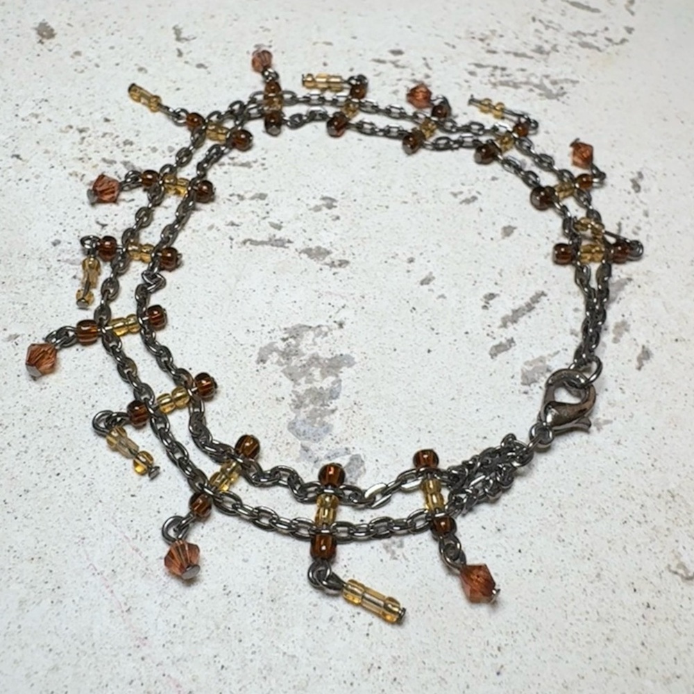 Antiqued Bronze Tone Beaded Chain Bracelet